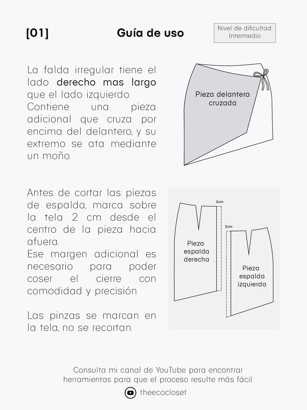 Falda irregular - Patrón Digital PDF A4